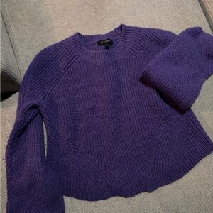INTERMIX Purple Rib Knit Crewneck Sweater